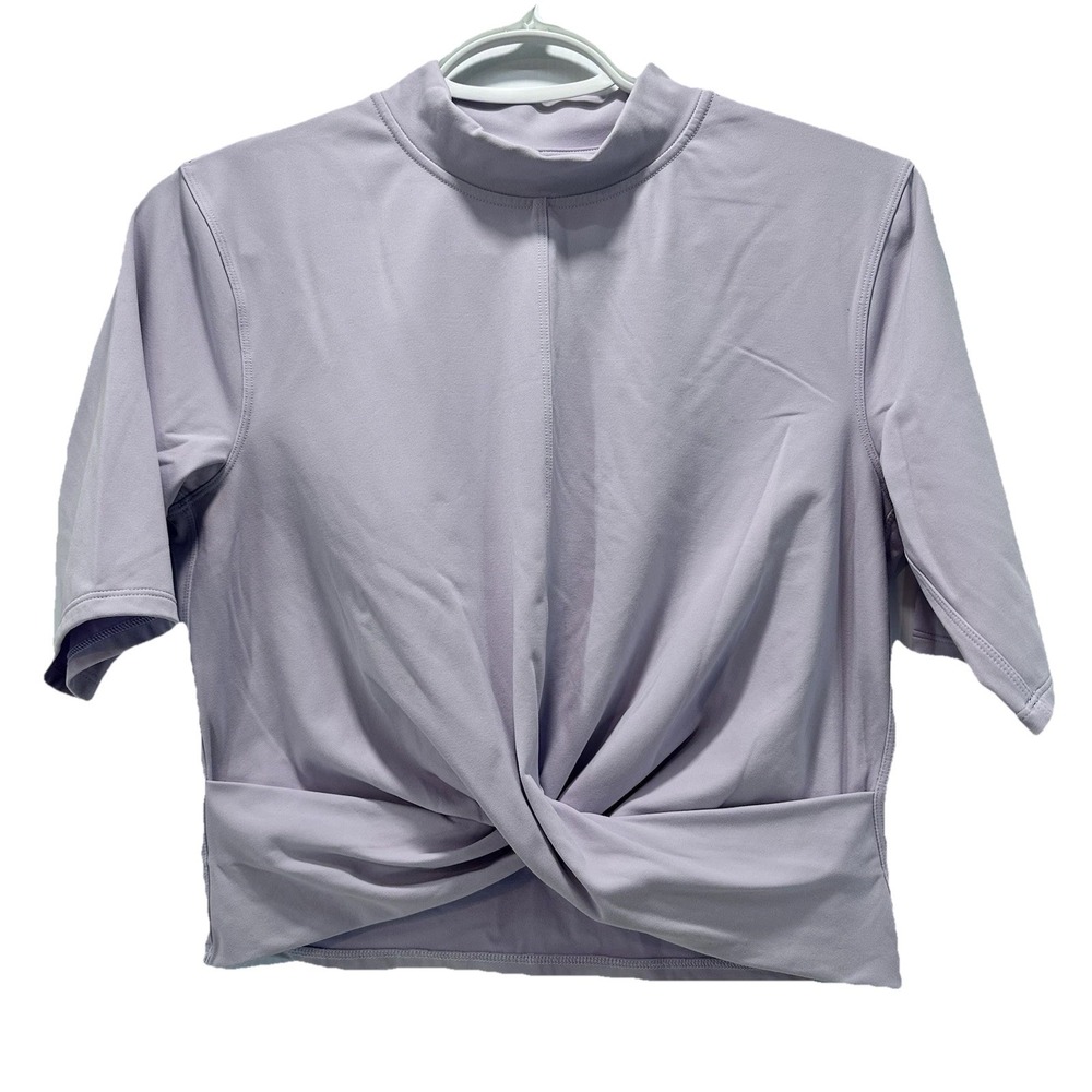 Lululemon Wrap Front Mock Neck Crop Short‎ Sleeve Size 6 *** Read